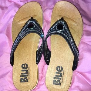 Black Bejeweled Flip Flops/Sandals